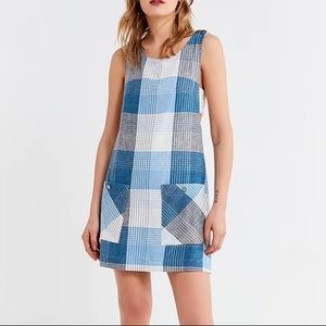 Urban Outfitters Blue Pinafore Plaid Backless Dress